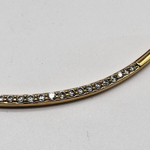 Stella & Dot Gold Tone Rhinestone Crescent Bar Pendant Necklace - Picture 6 of 12